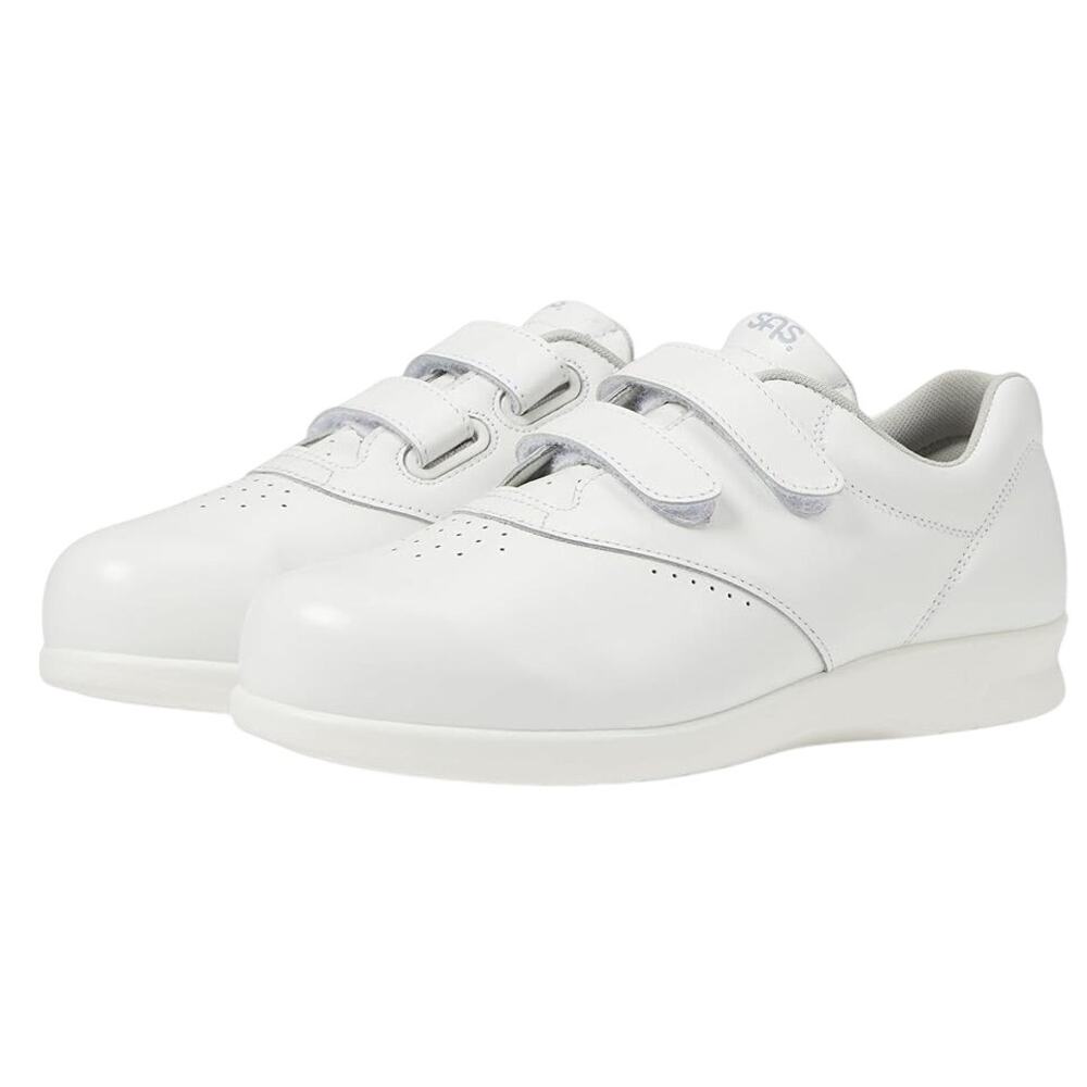 SAS Womens Me Too Adjustable Comfort Shoe US 9 X-Wide EU 39.5 White Leather EUC